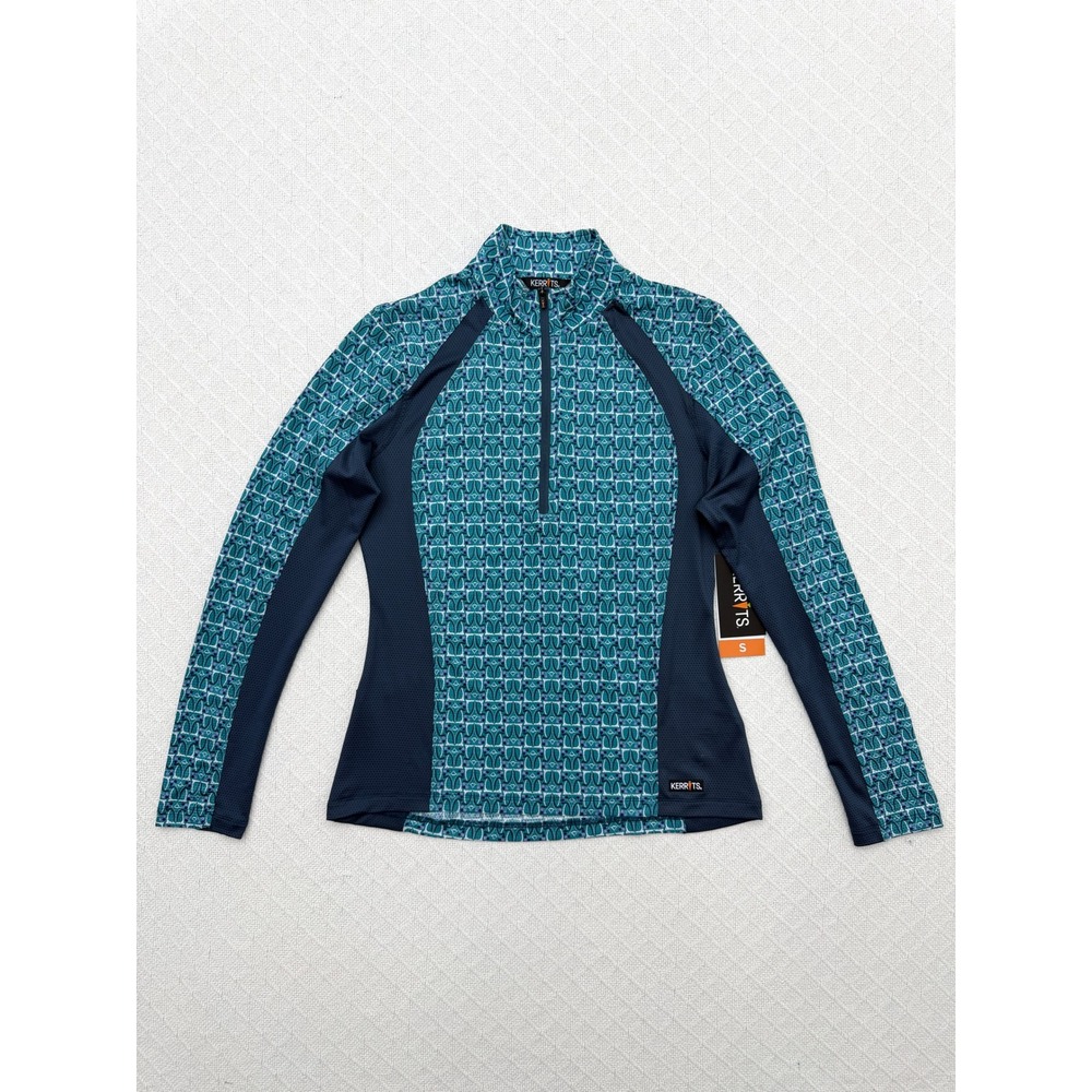 Kerrits Always Cool Ice Fil Long Sleeve Quarter Zip Print Riding Shirt Small NWT